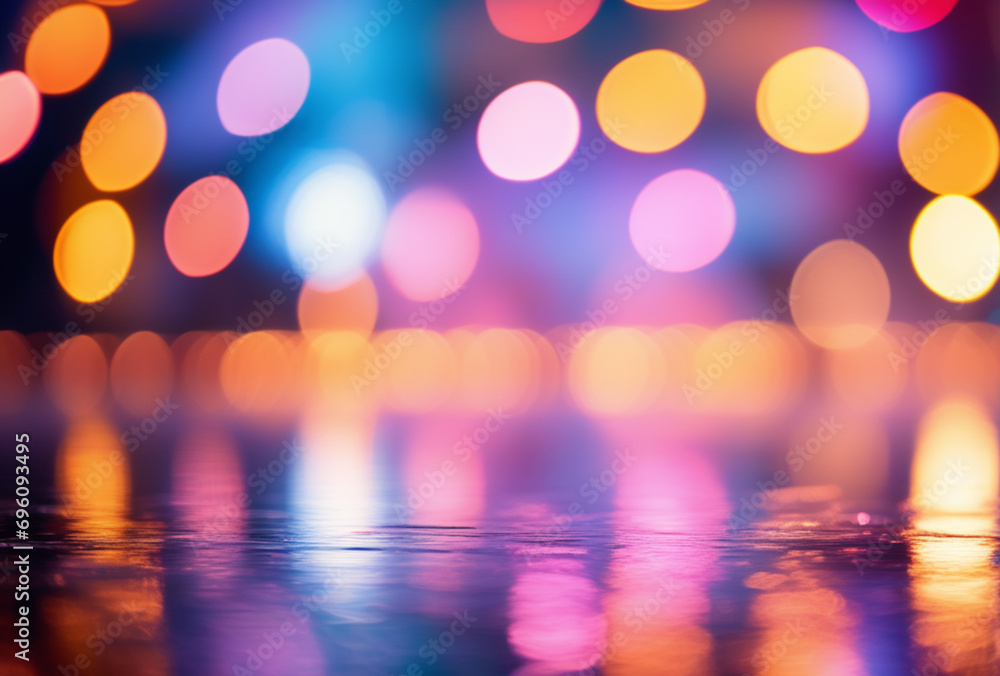 Poster background of colorful lights colorful bokeh background with blurred background. festive mood, empty