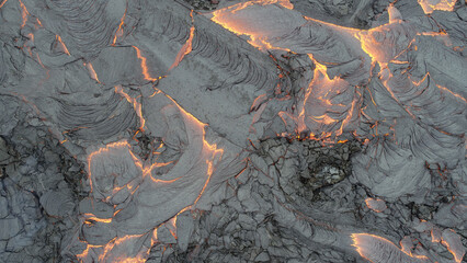 Aerial view of lava flow in Iceland - obrazy, fototapety, plakaty