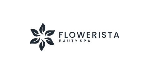 Minimalist beauty flower logo design template