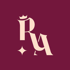 Aesthetic monogram of the letters ra - obrazy, fototapety, plakaty