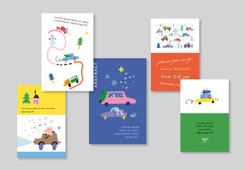 Happy New Year And Merry Christmas Posters Layout