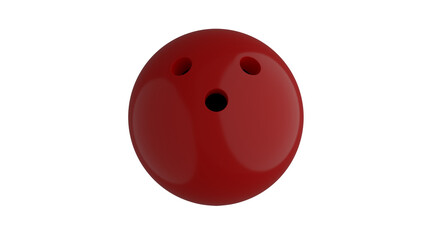 Red bowling ball with holes isolated on transparent and white background. Bowling concept. 3D render