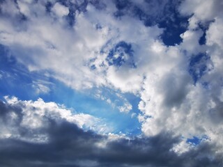 Blue sky with beautiful clouds on sunny day in Mexico.