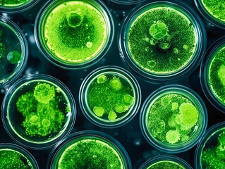 Algae microalgae macro. biotechnology science - obrazy, fototapety, plakaty