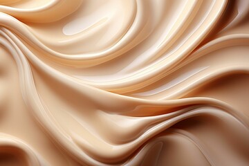 Obraz premium Abstract creamy liquid background with smooth, beige waves imitating fluidity and softness