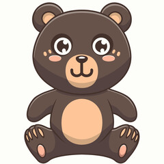 Cute bear teddy head kawaii character icon