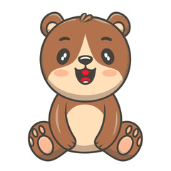 Cute bear teddy head kawaii character icon