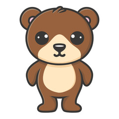 Cute bear teddy head kawaii character icon