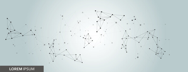 Vector banner design. Connecting dots and lines. Global network abstract background