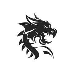 ribal tattoo of the dragon head silhouette ornament flat style design vector illustration