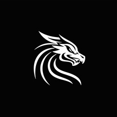 ribal tattoo of the dragon head silhouette ornament flat style design vector illustration