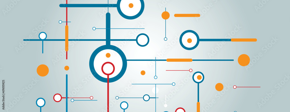 Poster vector lines and circle and dots connect in abstract style. circle shape. abstract motion. technolog