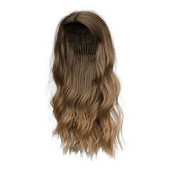 3d rendering soft wavy elegant brown hair isolated