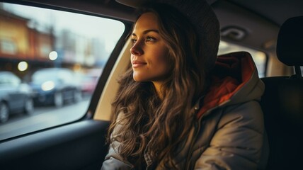woman sitting in a car
