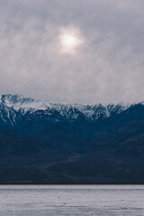 Death Valley salt lake during sunset