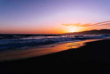 Fototapeta na wymiar Late evening sunset on the beach