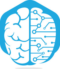 Brain connection logo design. digital brain logo template.