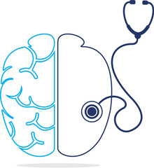 Brain and stethoscope vector logo design.