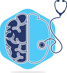 Brain and stethoscope vector logo design.