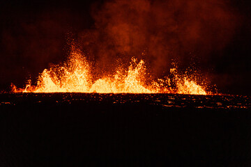 Night time fissure eruption in Iceland