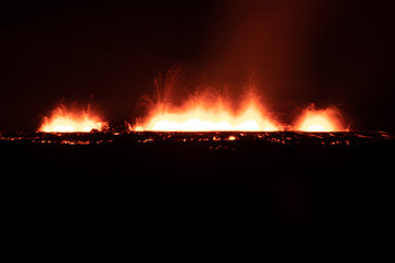 Night time fissure eruption in Iceland long exposure