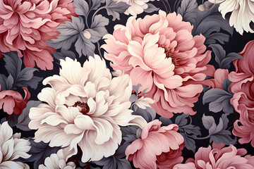 Floral wallpaper with seamless repeat pattern suitable for wallpaper, fabric, paper packaging, curtains, duvet covers, and pillows, Also, great for digital print design and digital art,