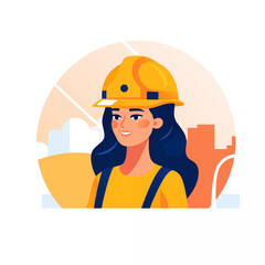 Confident Female Engineer with Safety Helmet in Construction