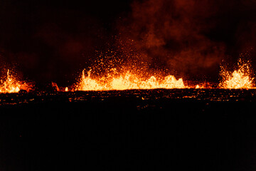 Night time fissure eruption in Iceland