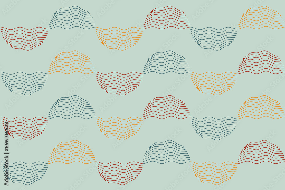 Aufkleber geometric of pattern vector. design waves colorful on pastel green background. design print for illu
