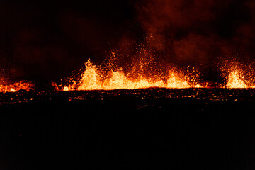 Night time fissure eruption in Iceland