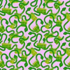Christmas cartoon animals seamless snake and gift box pattern for new year wrapping paper and fabrics