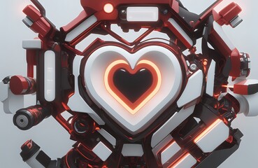 Heart-shaped high-tech security chipset on white background