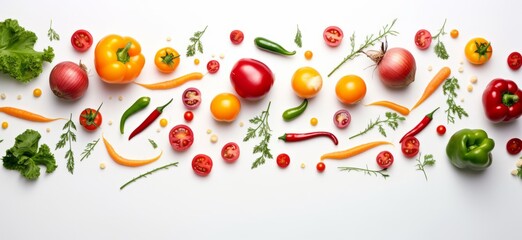 Generative AI image of fresh vegetables on a white background