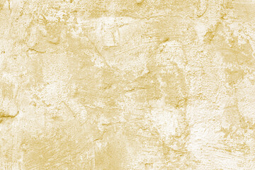 Vintage, old stucco plaster surface background, close up rough texture of yellow and white mixed color painted cement, concrete wall texture. Wallpaper, backdrop, architecture design element