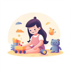 Cheerful Toddler Playing with Toys