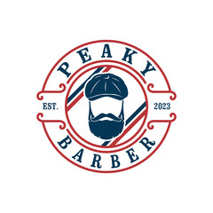 Vector barber shop logo for your design. For Label, Badge, Sign or Advertising. Peaky name, Hairdresser Logo.