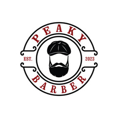 Vector barber shop logo for your design. For Label, Badge, Sign or Advertising. Peaky name, Hairdresser Logo.