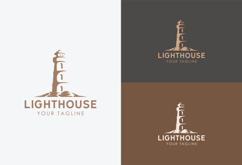 lighthouse logo vector design template illustration