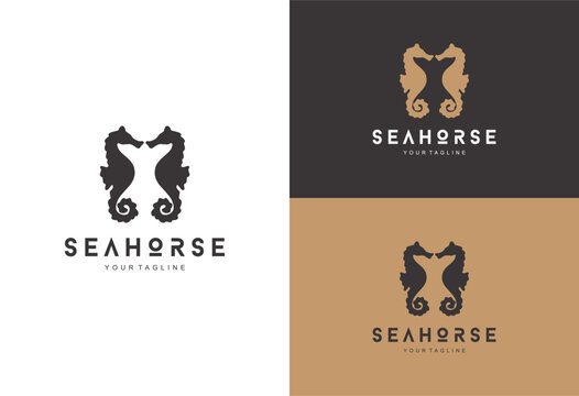 seahorse flat icon logo vector illustration