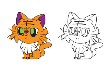 cute animal illustration for book drawing page