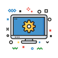 Computer monitor flat icon, screen and device, vector graphics, a colorful solid pattern on a white background