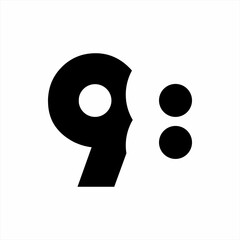 Number 98 logo design with 8 in negative space. - obrazy, fototapety, plakaty