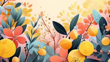 Tuinposter Banner design for spring sale, promotion campaign. Flowers full colors illustration. © Marcela Ruty Romero