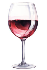 Red Wine, Watercolor Illustration on Transparent Background