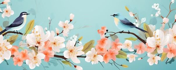 Banner design for spring sale, promotion campaign. Flowers illustration.
