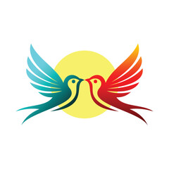 TWO BIRD ICON LOGO VECTOR