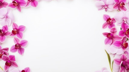 Postcard mockup with orchid flowers, white background