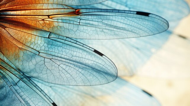 Macro shot of the intricate pattern on dragonfly wings