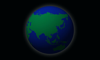 Picture of blue earth globe on black background