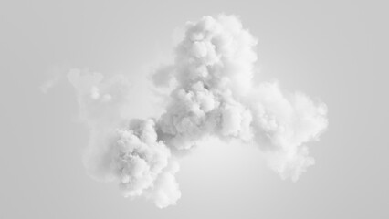 3d render, abstract white cloud, isolated on white background. Fluffy cumulus